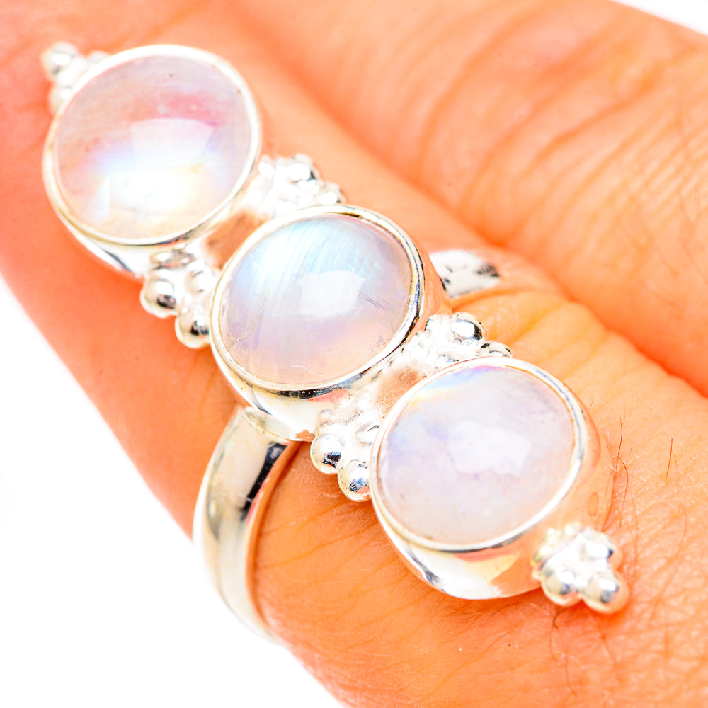 Rainbow Moonstone Rings handcrafted by Anasilvercos - RING125581