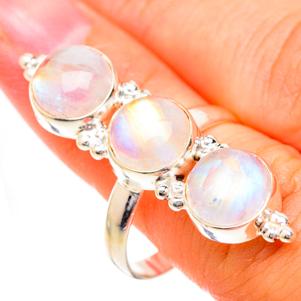 Rainbow Moonstone Rings handcrafted by Anasilvercos - RING125586