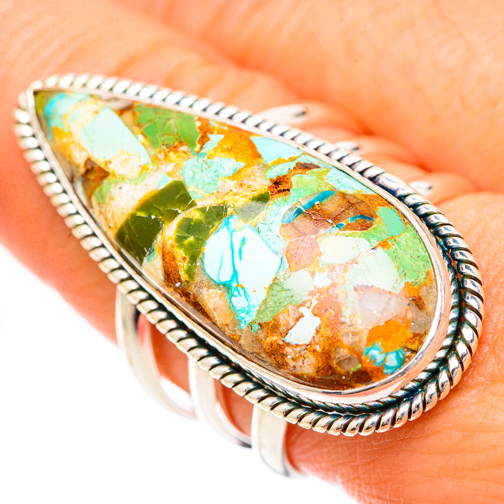 Blue Copper Composite Turquoise Rings handcrafted by Anasilvercos - RING125588