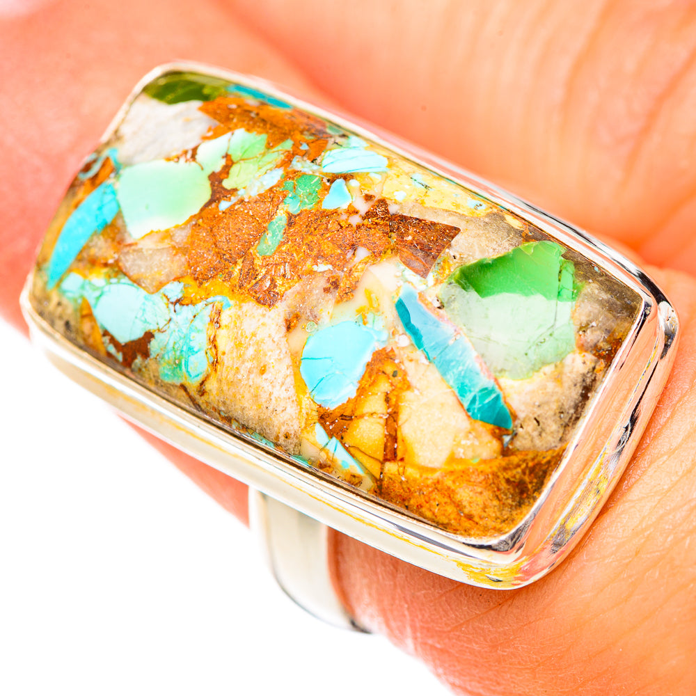Blue Copper Composite Turquoise Rings handcrafted by Anasilvercos - RING125602