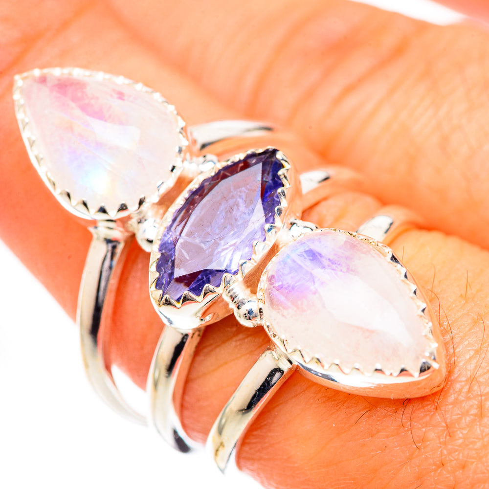 Rainbow Moonstone Rings handcrafted by Anasilvercos - RING125604