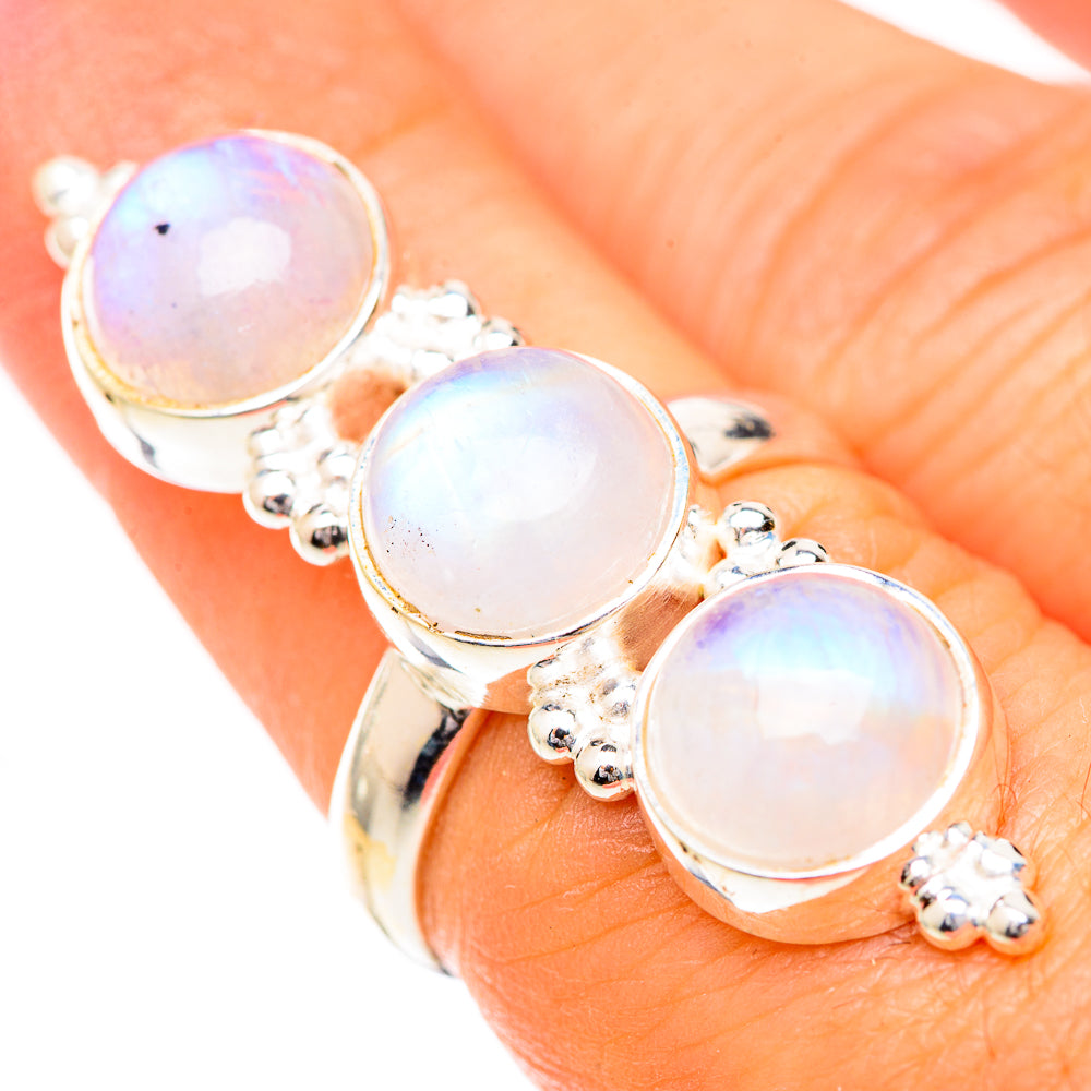 Rainbow Moonstone Rings handcrafted by Anasilvercos - RING125605