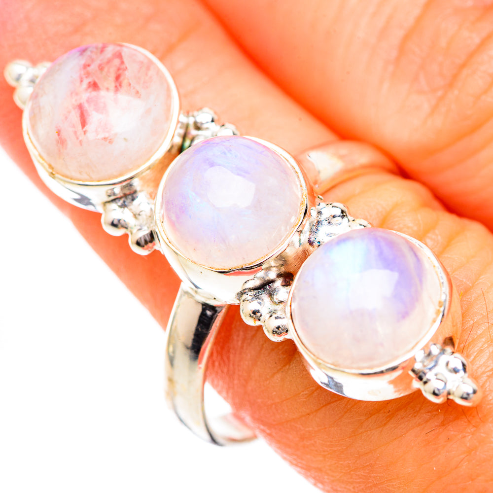 Rainbow Moonstone Rings handcrafted by Anasilvercos - RING125606