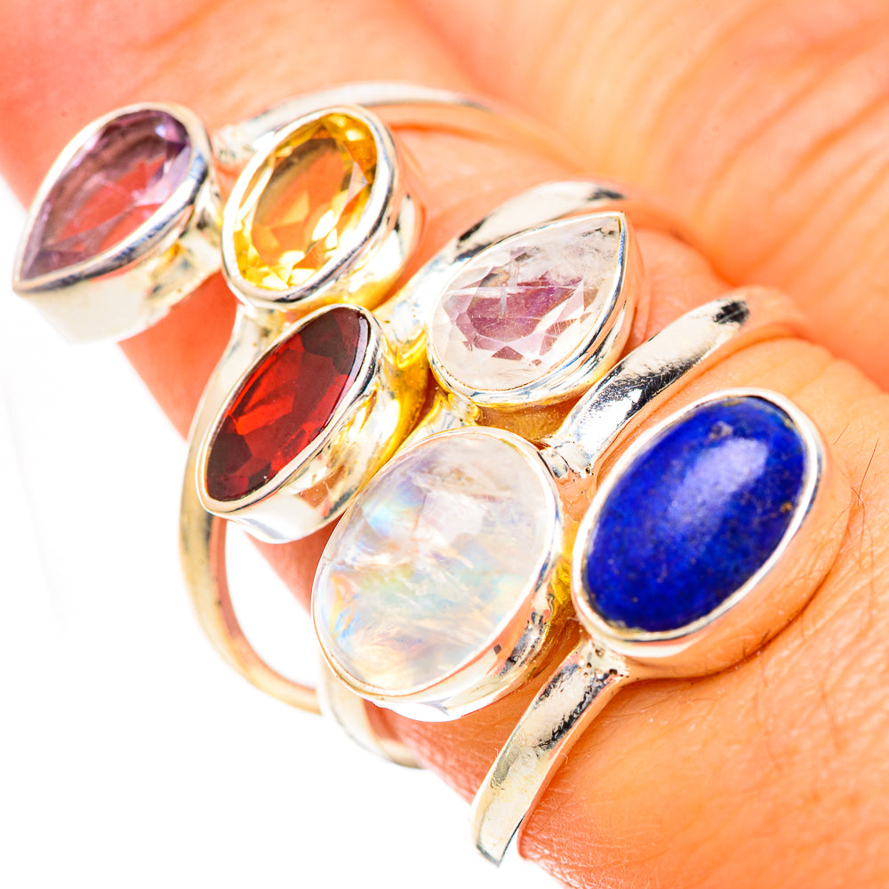 Rainbow Moonstone Rings handcrafted by Anasilvercos - RING125608