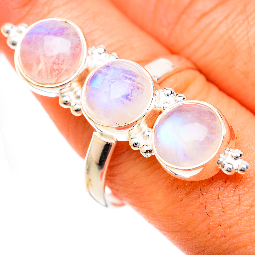 Rainbow Moonstone Rings handcrafted by Anasilvercos - RING125611