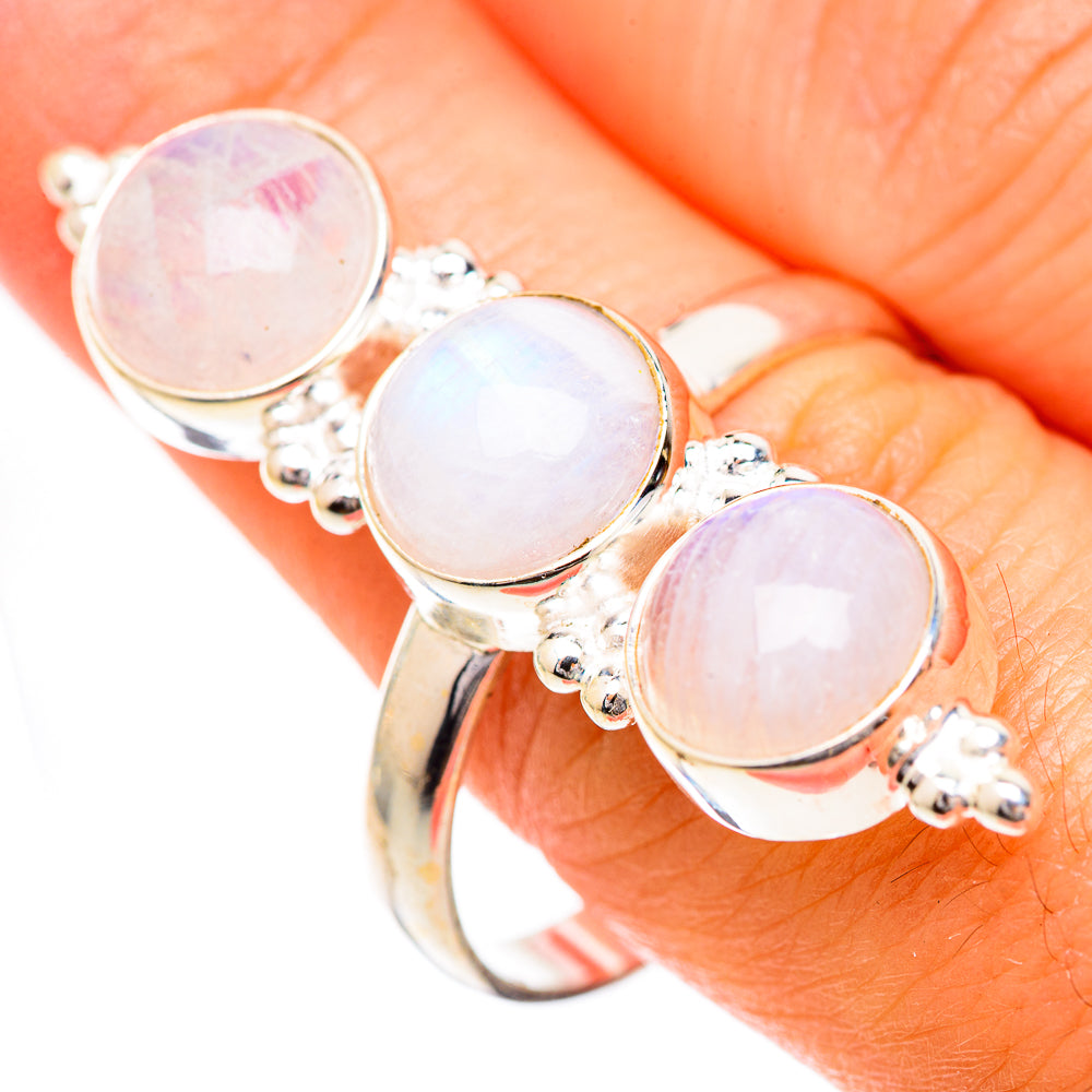 Rainbow Moonstone Rings handcrafted by Anasilvercos - RING125617