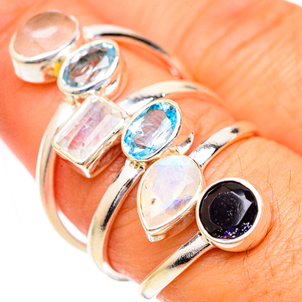 Rainbow Moonstone Rings handcrafted by Anasilvercos - RING125619