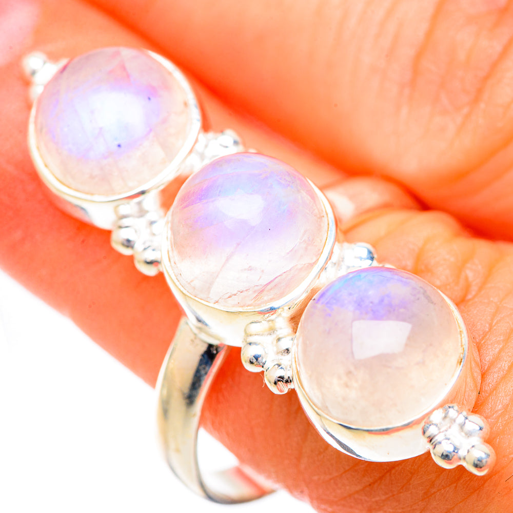 Rainbow Moonstone Rings handcrafted by Anasilvercos - RING125621
