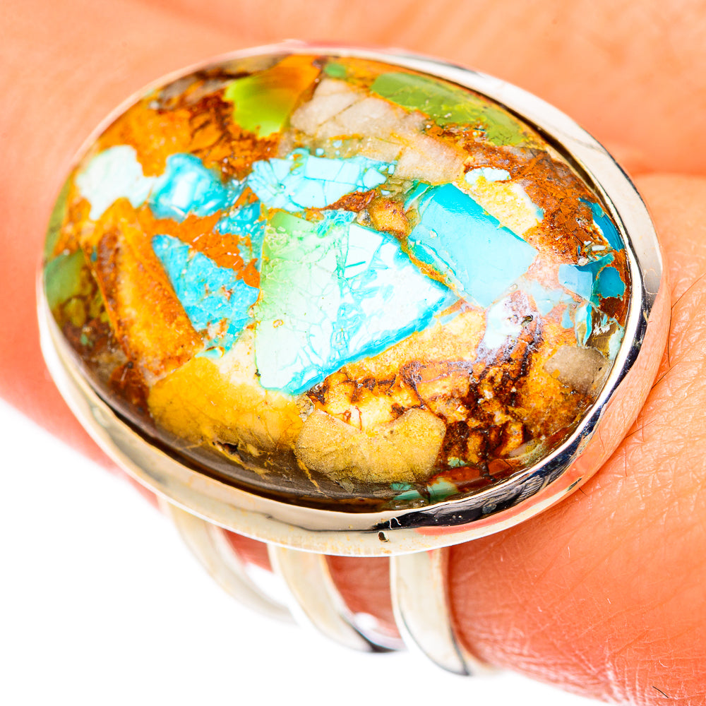 Blue Copper Composite Turquoise Rings handcrafted by Anasilvercos - RING125624
