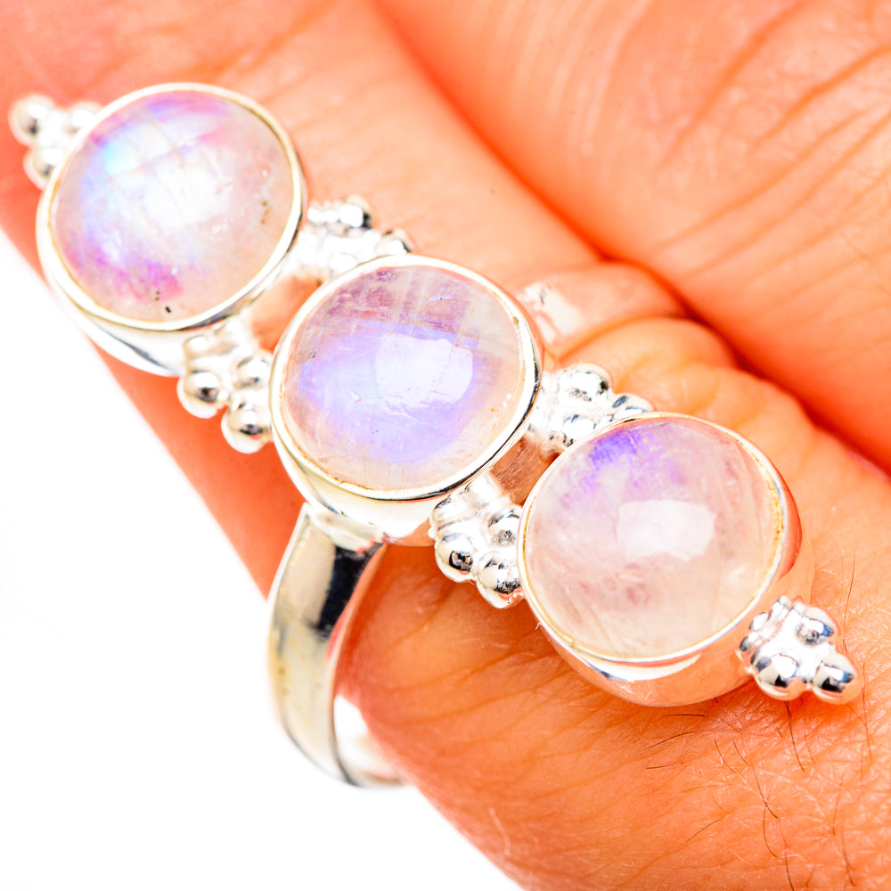 Rainbow Moonstone Rings handcrafted by Anasilvercos - RING125627