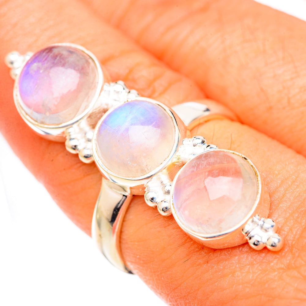Rainbow Moonstone Rings handcrafted by Anasilvercos - RING125628