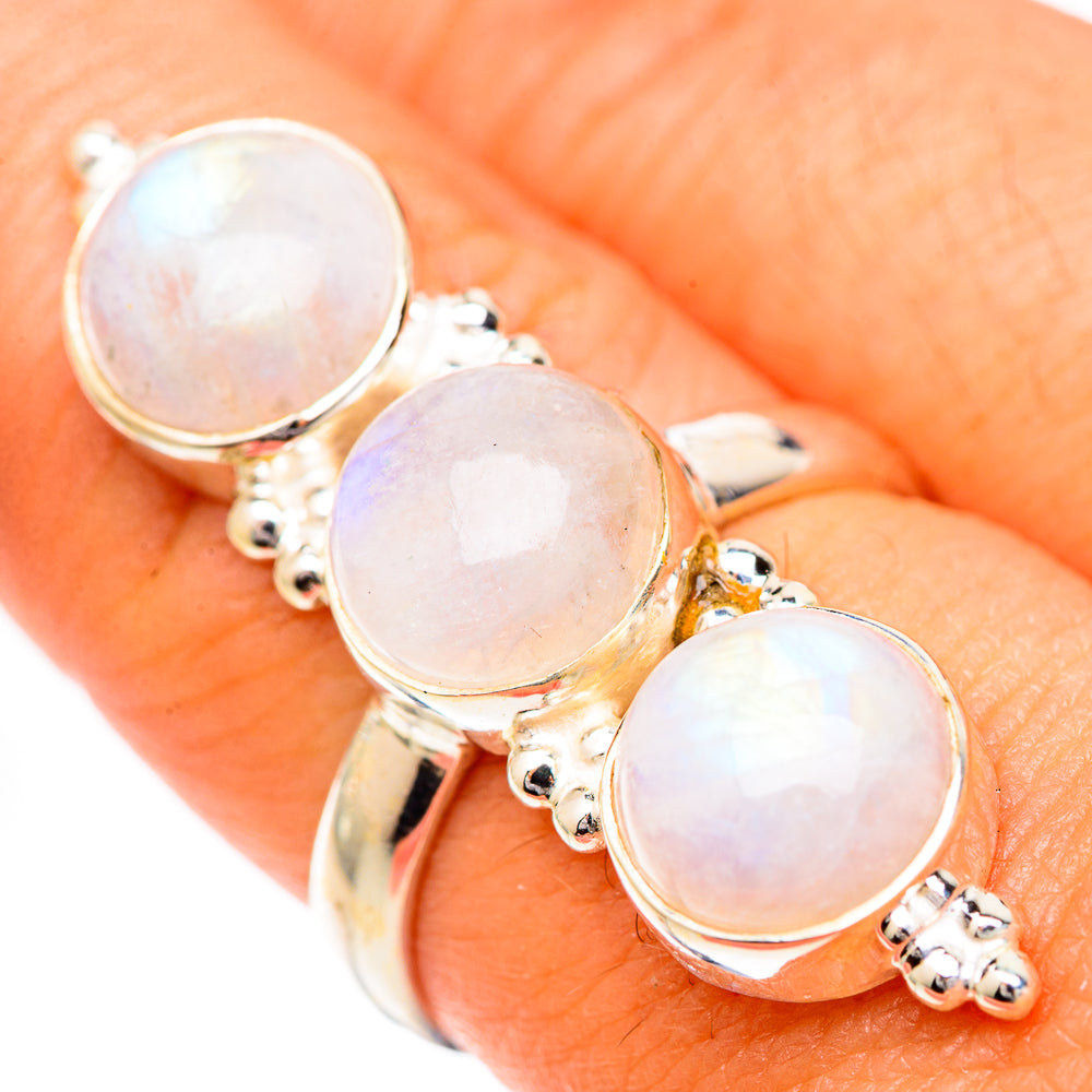 Rainbow Moonstone Rings handcrafted by Anasilvercos - RING125640