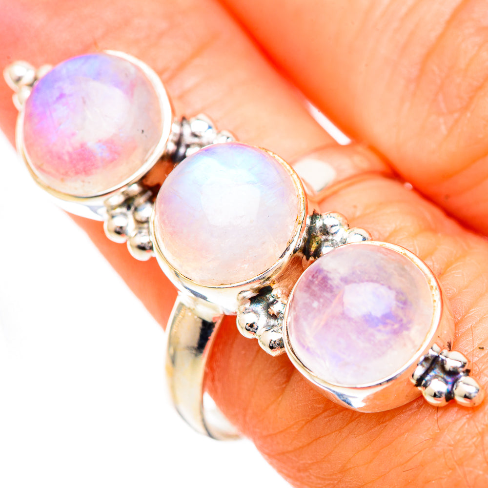 Rainbow Moonstone Rings handcrafted by Anasilvercos - RING125641