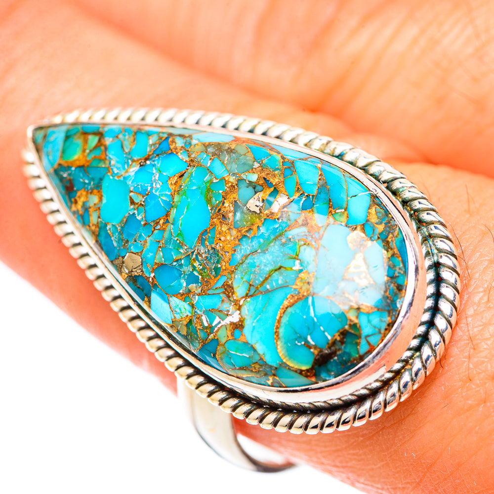 Blue Copper Composite Turquoise Rings handcrafted by Anasilvercos - RING125642