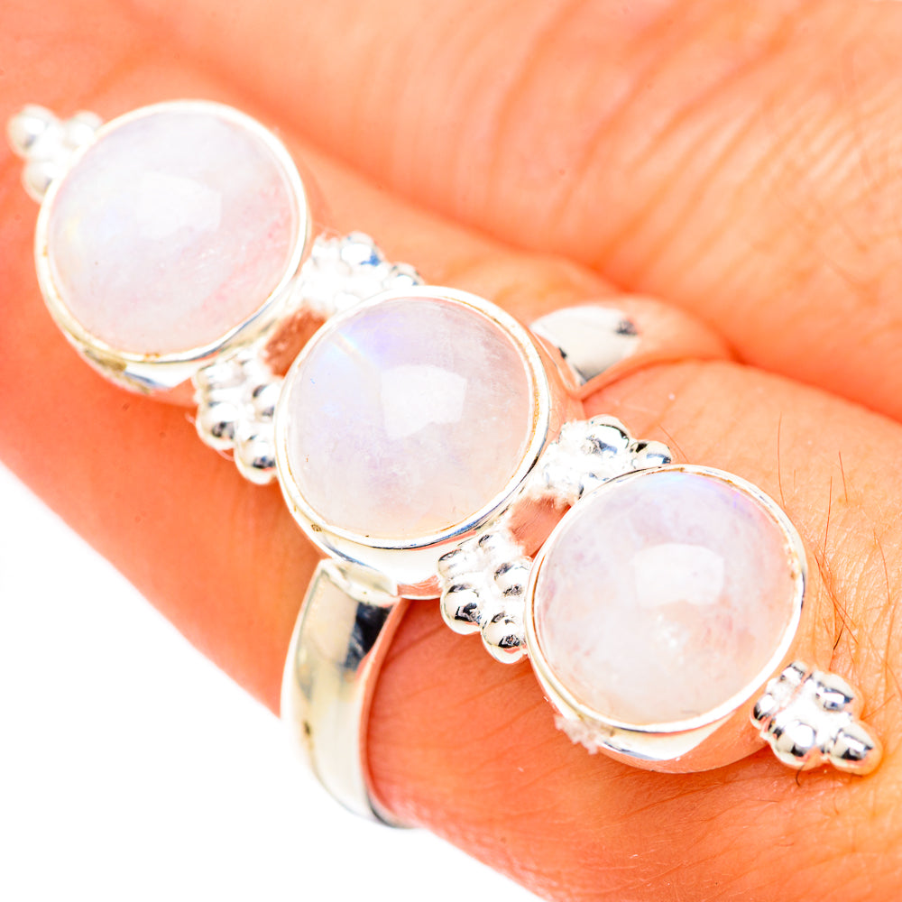 Rainbow Moonstone Rings handcrafted by Anasilvercos - RING125653