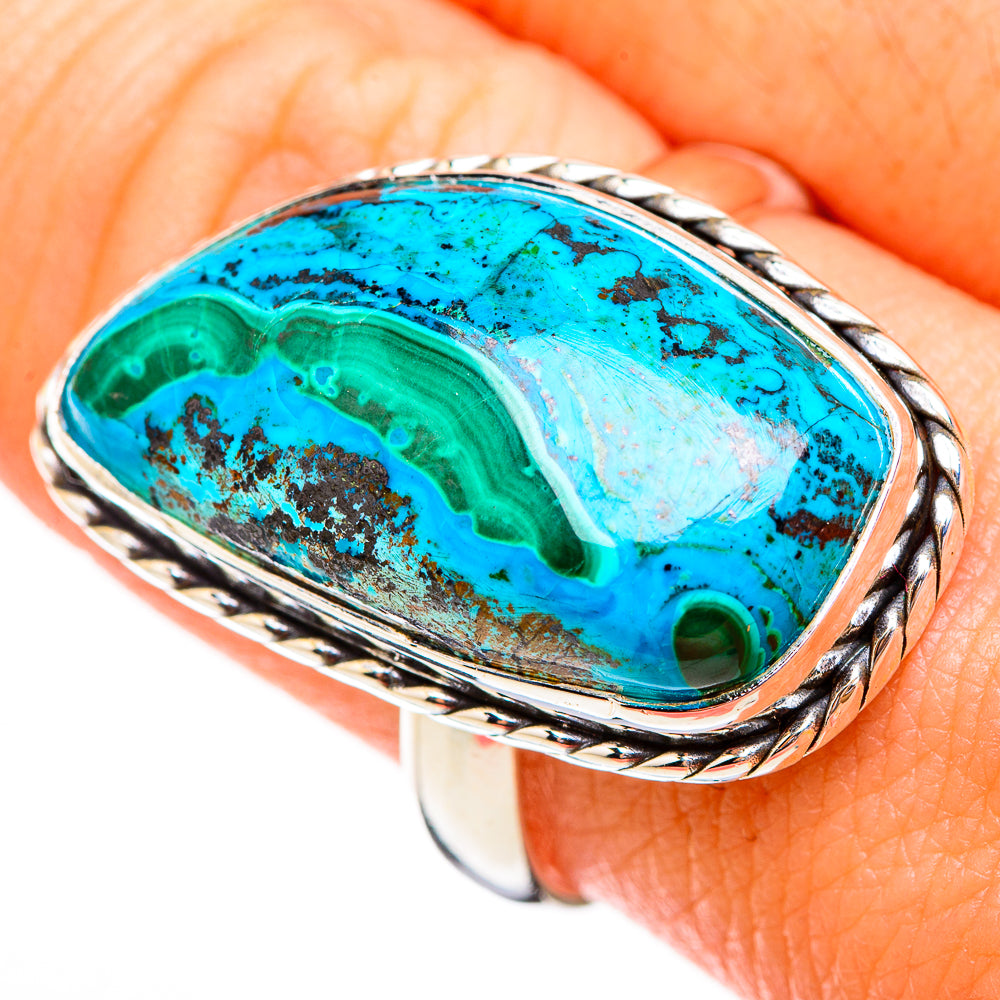 Malachite In Chrysocolla Rings handcrafted by Anasilvercos - RING125765