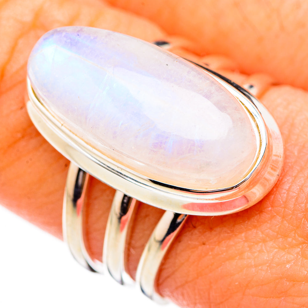 Rainbow Moonstone Rings handcrafted by Anasilvercos - RING125782