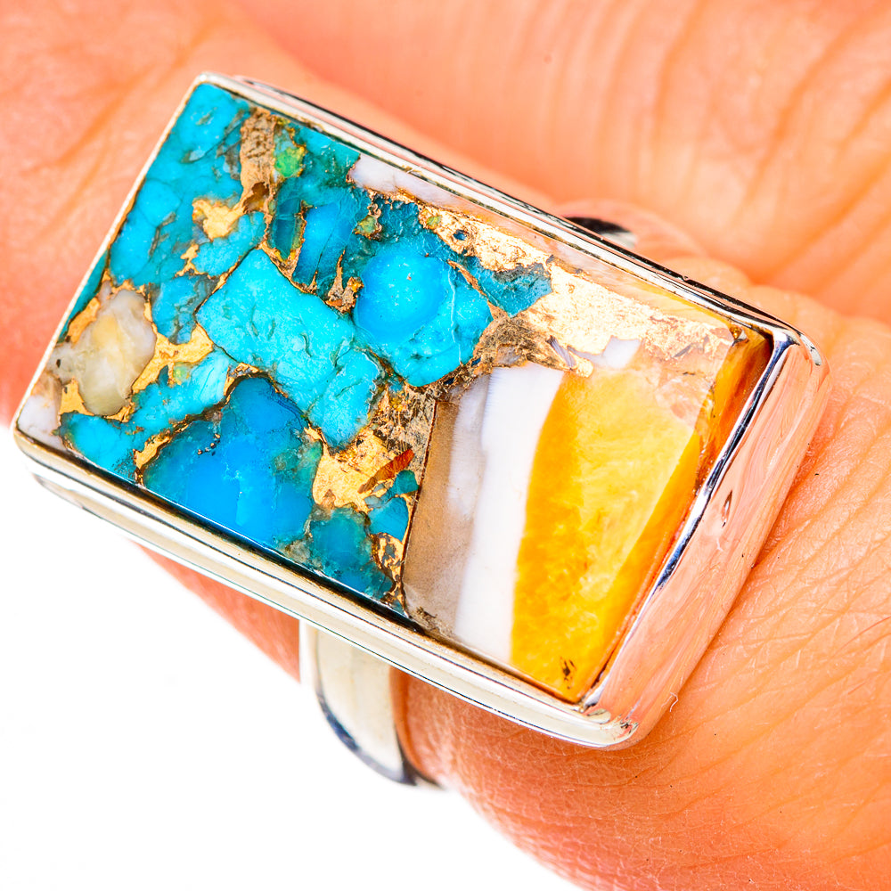 Blue Copper Composite Turquoise Rings handcrafted by Anasilvercos - RING125784