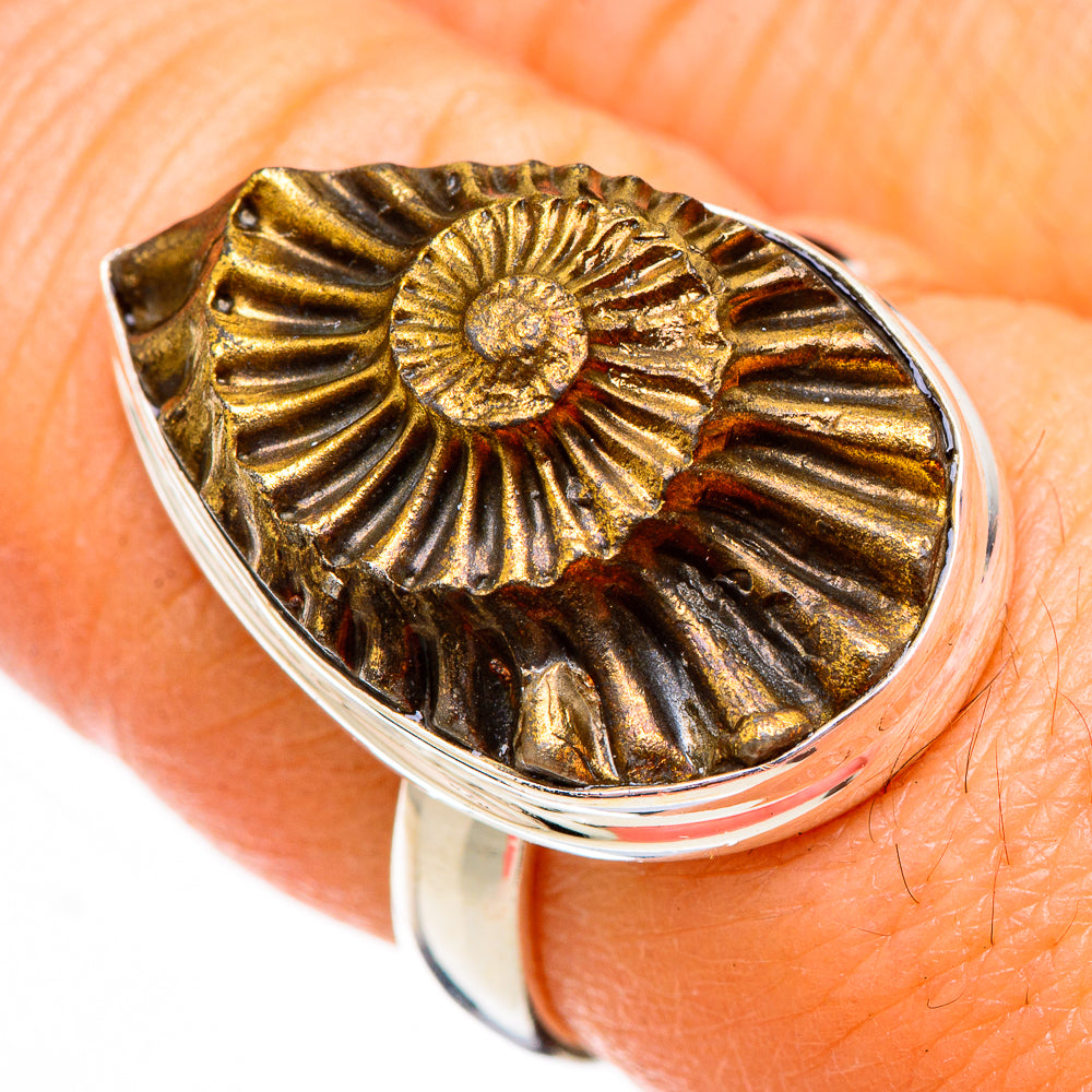 Pyrite Sea Shell Rings handcrafted by Anasilvercos - RING125806