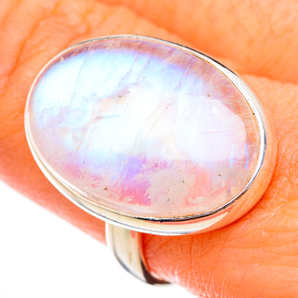 Rainbow Moonstone Rings handcrafted by Anasilvercos - RING125810