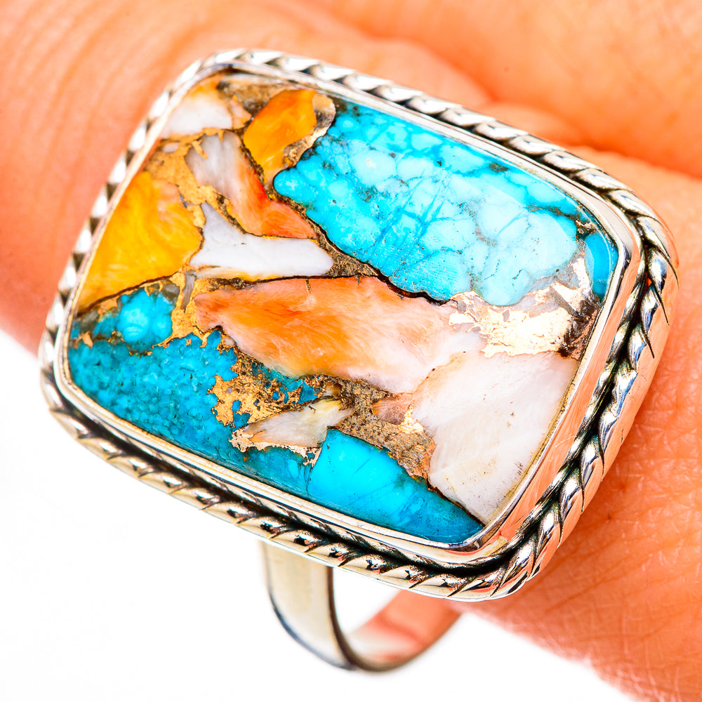 Spiny Oyster Turquoise Rings handcrafted by Anasilvercos - RING125813
