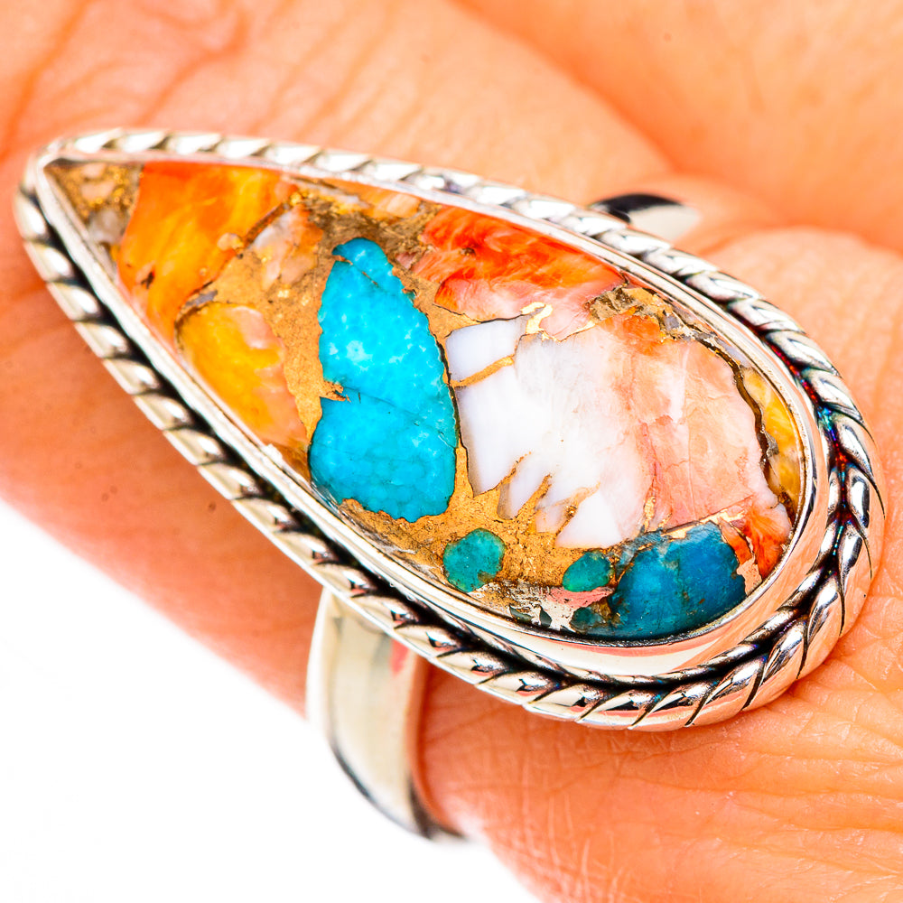Spiny Oyster Turquoise Rings handcrafted by Anasilvercos - RING125816