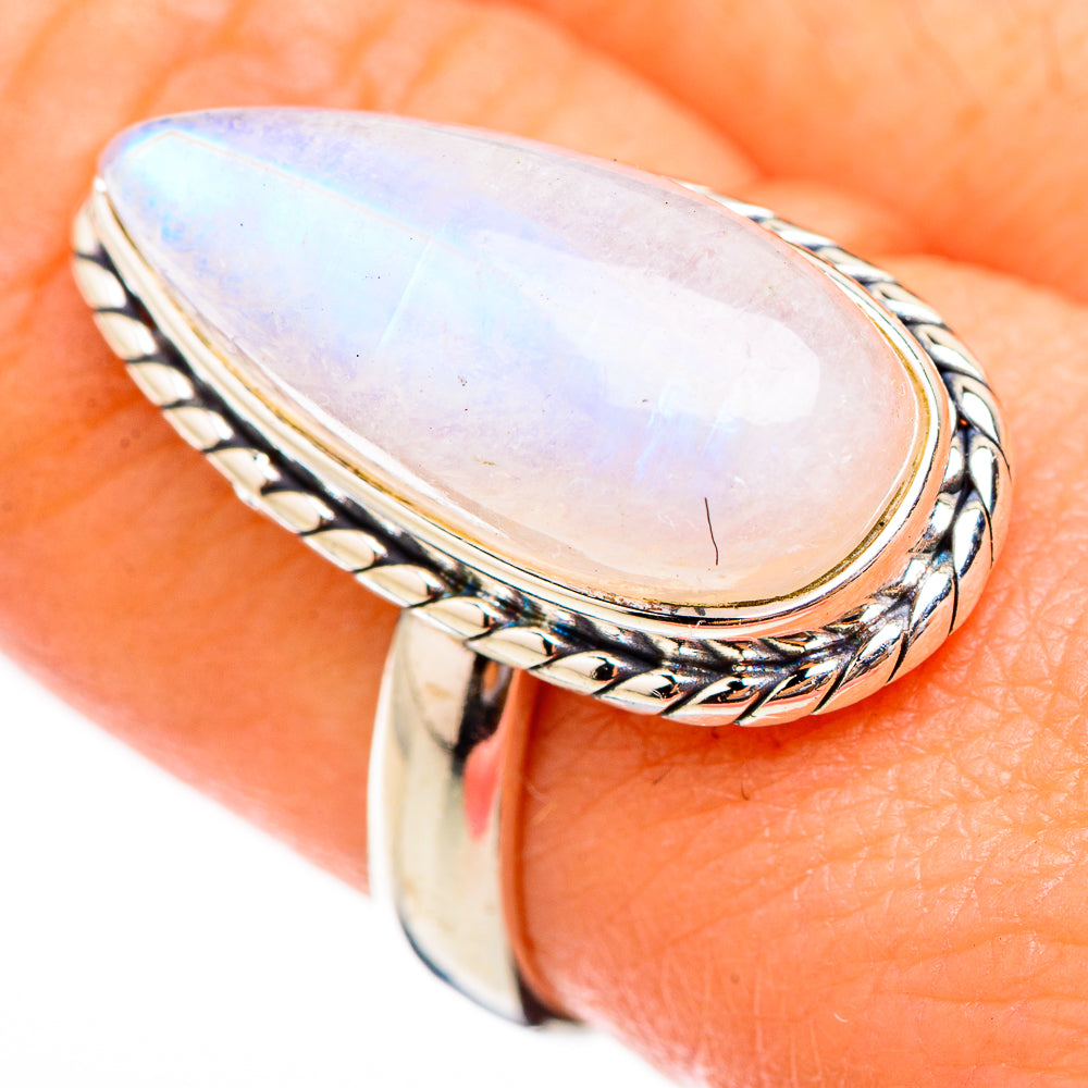 Rainbow Moonstone Rings handcrafted by Anasilvercos - RING125834