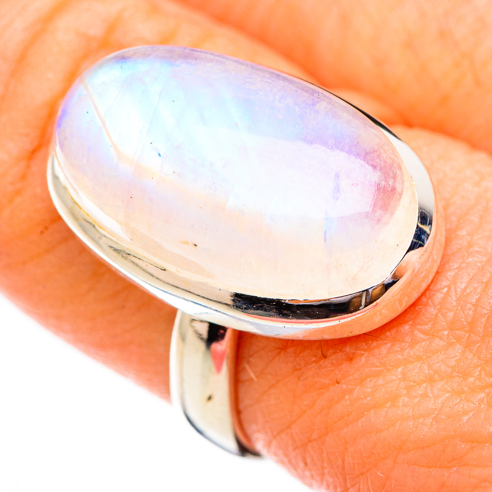 Rainbow Moonstone Rings handcrafted by Anasilvercos - RING125835