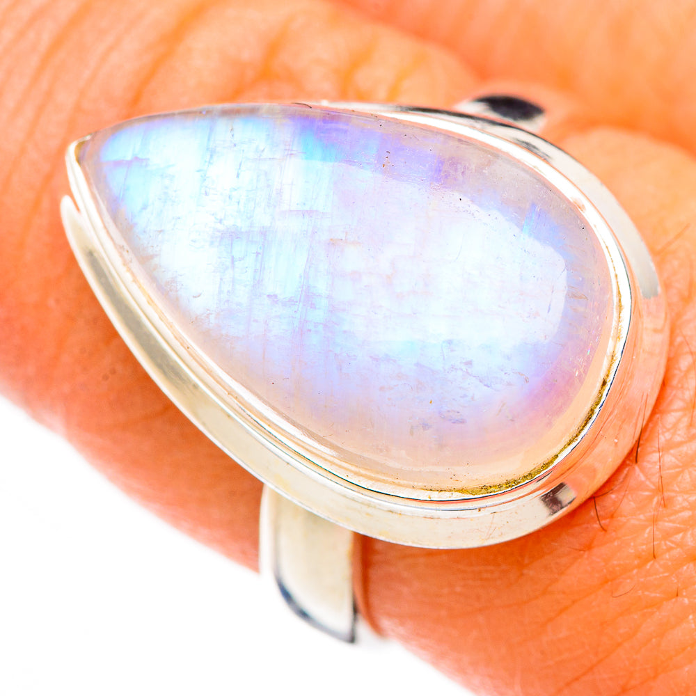 Rainbow Moonstone Rings handcrafted by Anasilvercos - RING125836