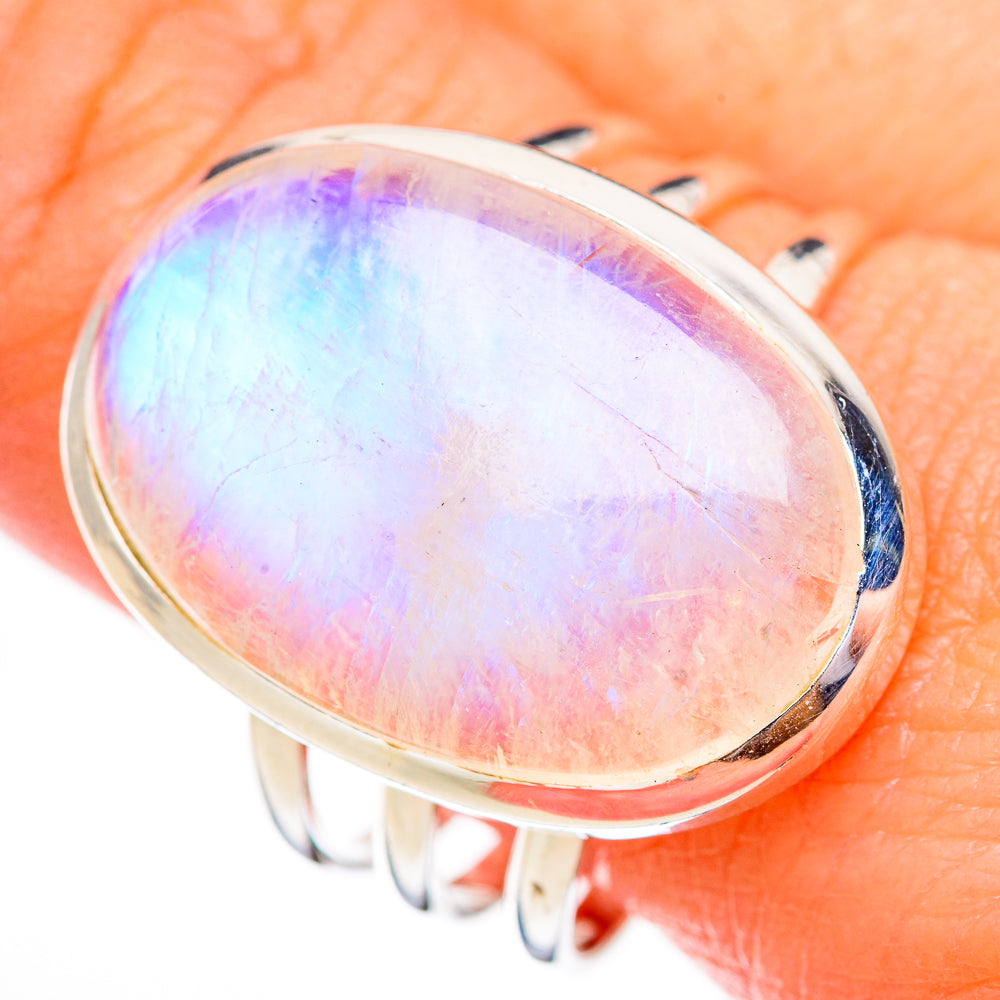 Rainbow Moonstone Rings handcrafted by Anasilvercos - RING125837