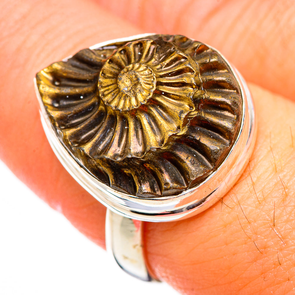 Pyrite Sea Shell Rings handcrafted by Anasilvercos - RING125859