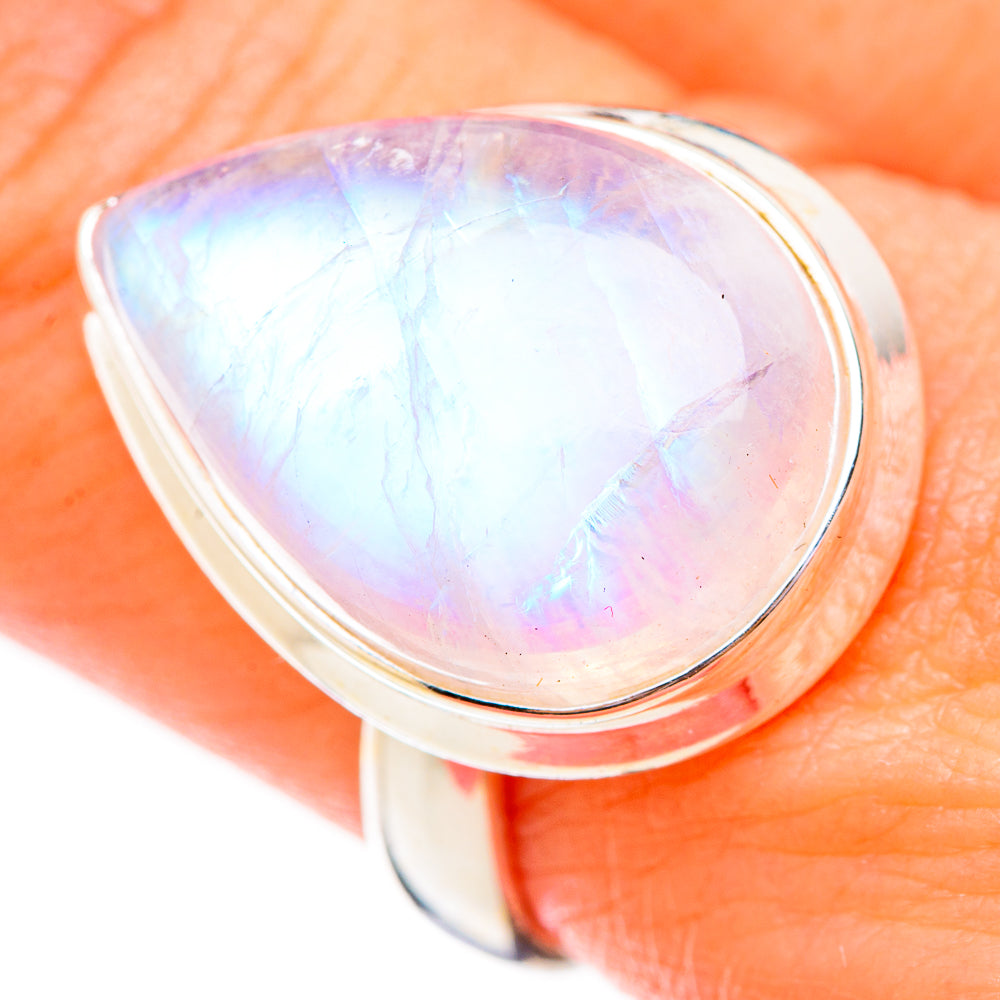 Rainbow Moonstone Rings handcrafted by Anasilvercos - RING125862