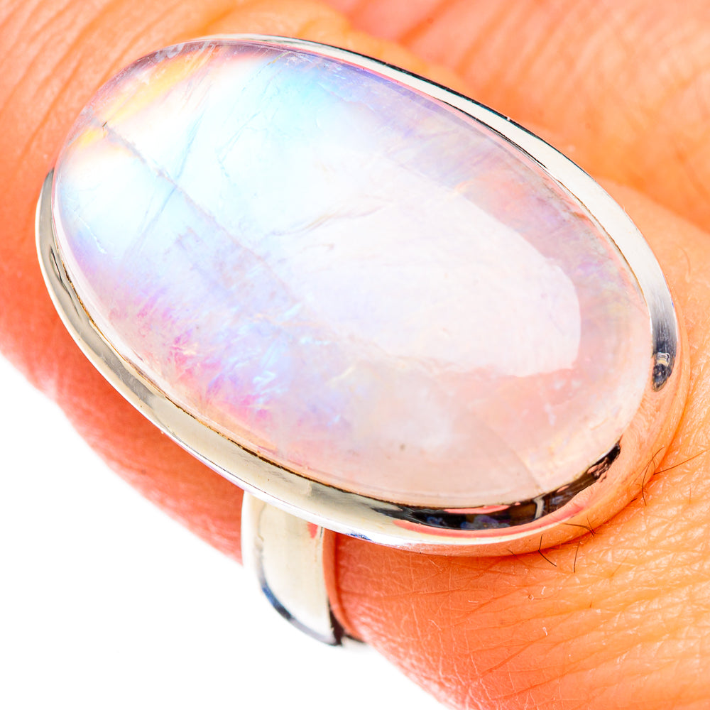 Rainbow Moonstone Rings handcrafted by Anasilvercos - RING125863