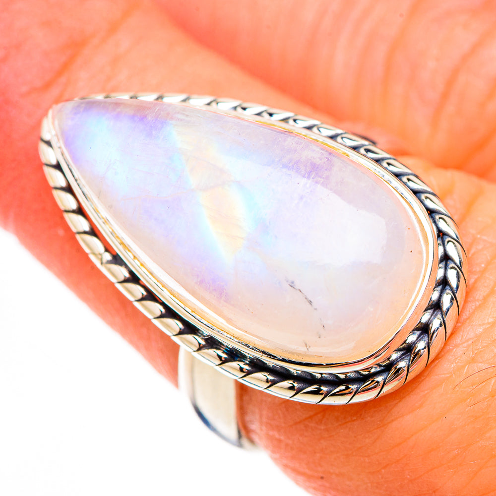 Rainbow Moonstone Rings handcrafted by Anasilvercos - RING125864