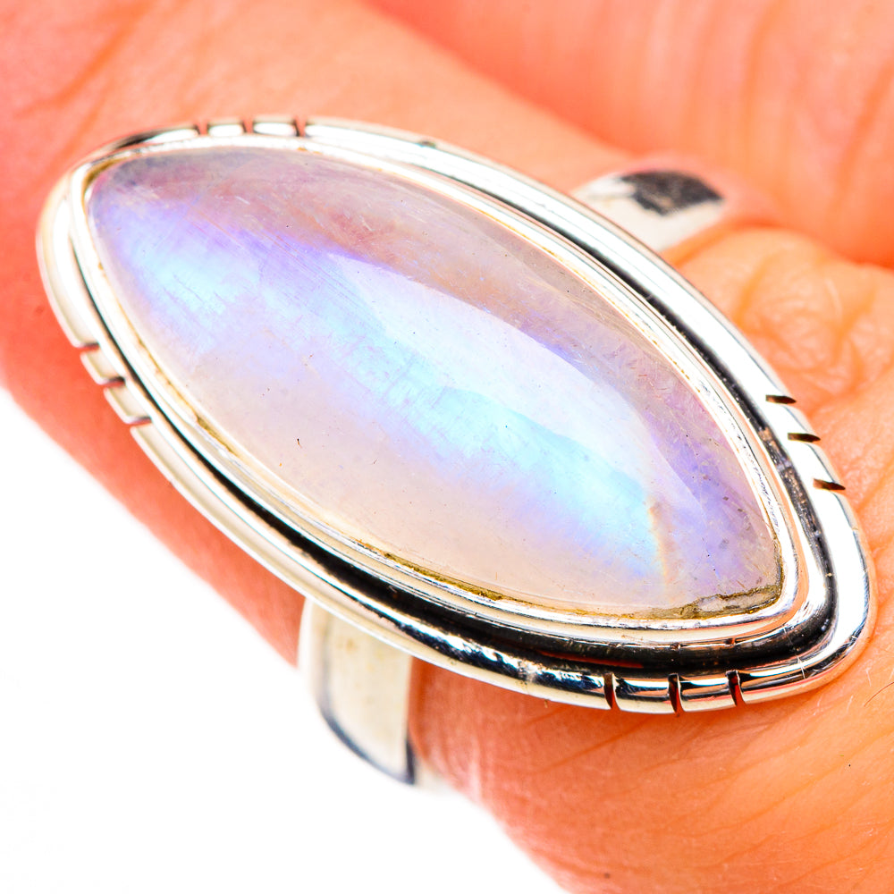Rainbow Moonstone Rings handcrafted by Anasilvercos - RING125865