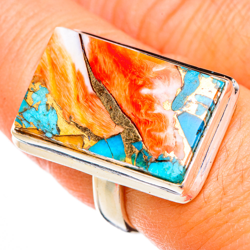 Spiny Oyster Turquoise Rings handcrafted by Anasilvercos - RING125895