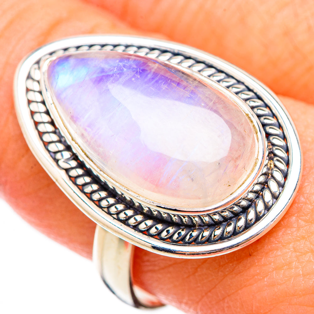 Rainbow Moonstone Rings handcrafted by Anasilvercos - RING125899