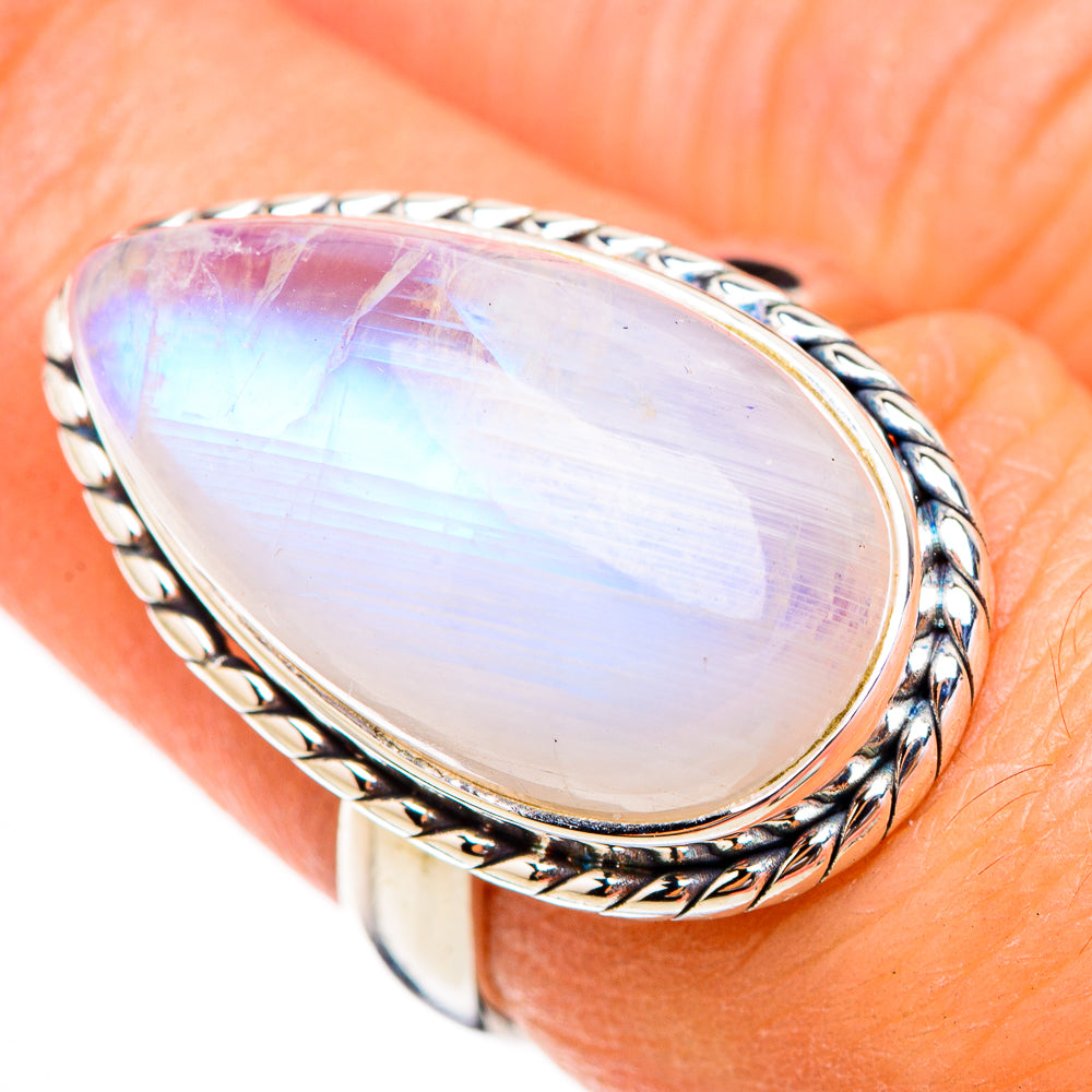 Rainbow Moonstone Rings handcrafted by Anasilvercos - RING125927