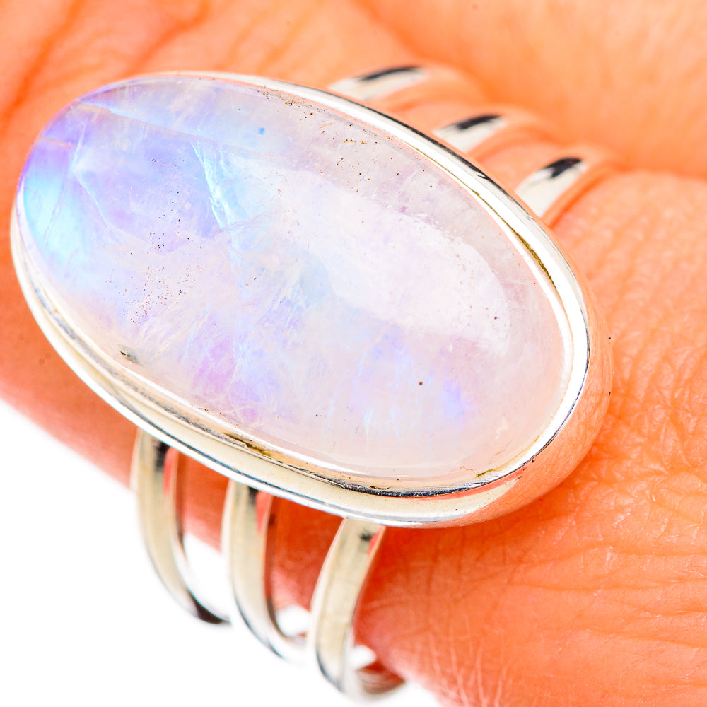Rainbow Moonstone Rings handcrafted by Anasilvercos - RING125930
