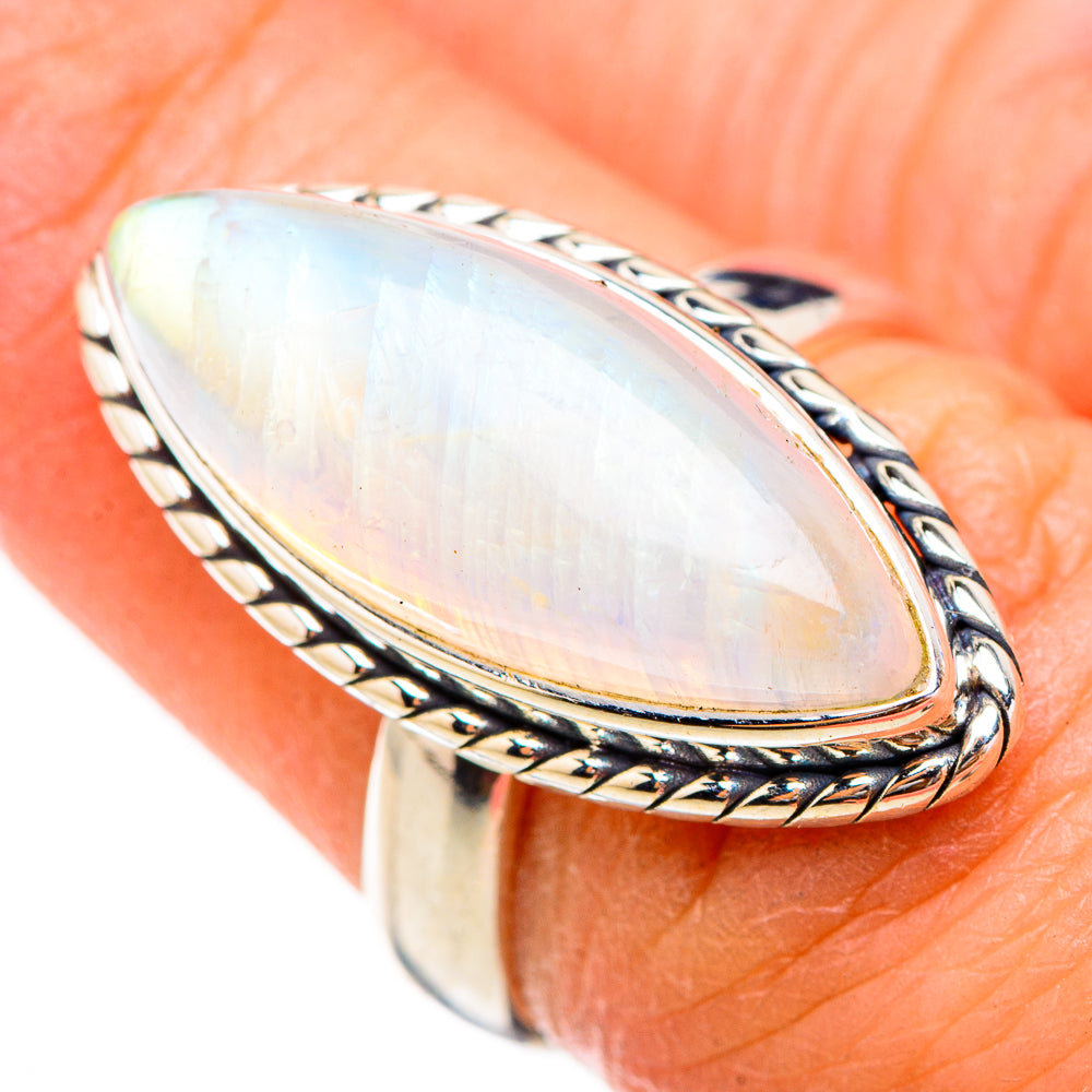 Rainbow Moonstone Rings handcrafted by Anasilvercos - RING125931