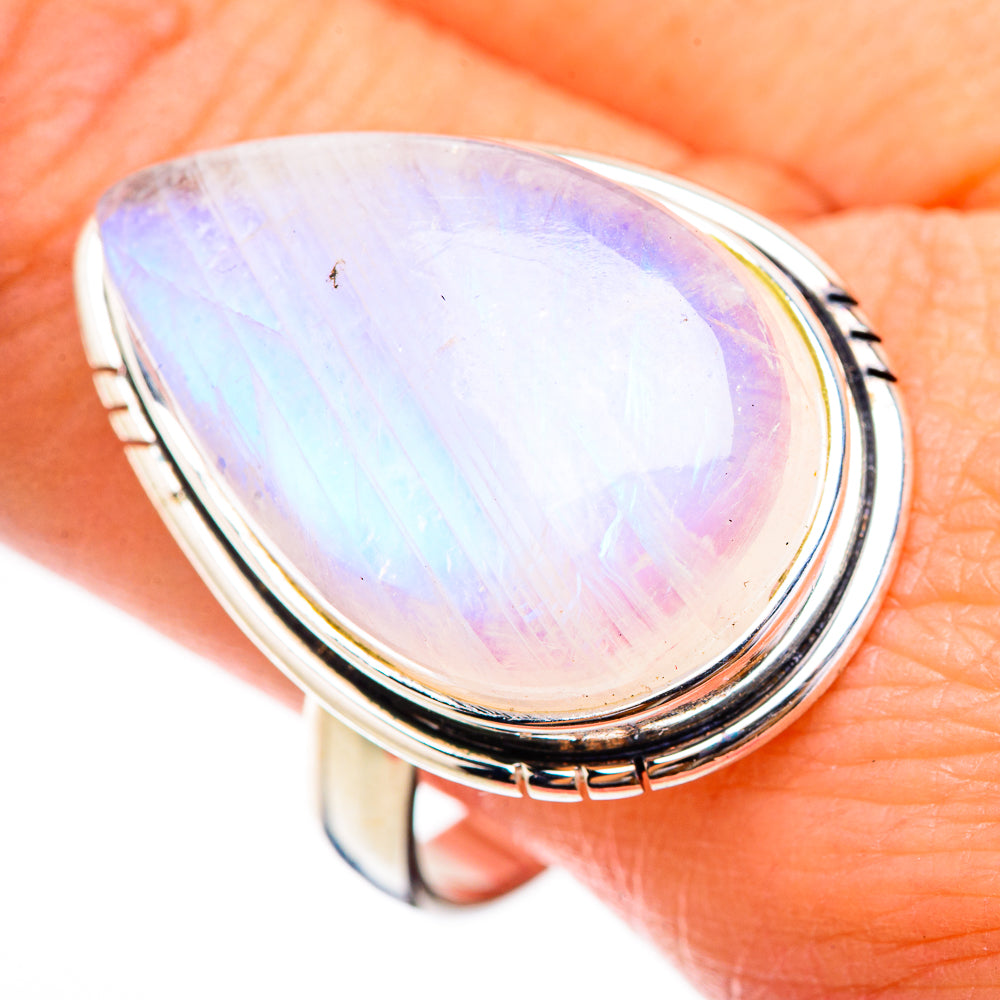 Rainbow Moonstone Rings handcrafted by Anasilvercos - RING125953