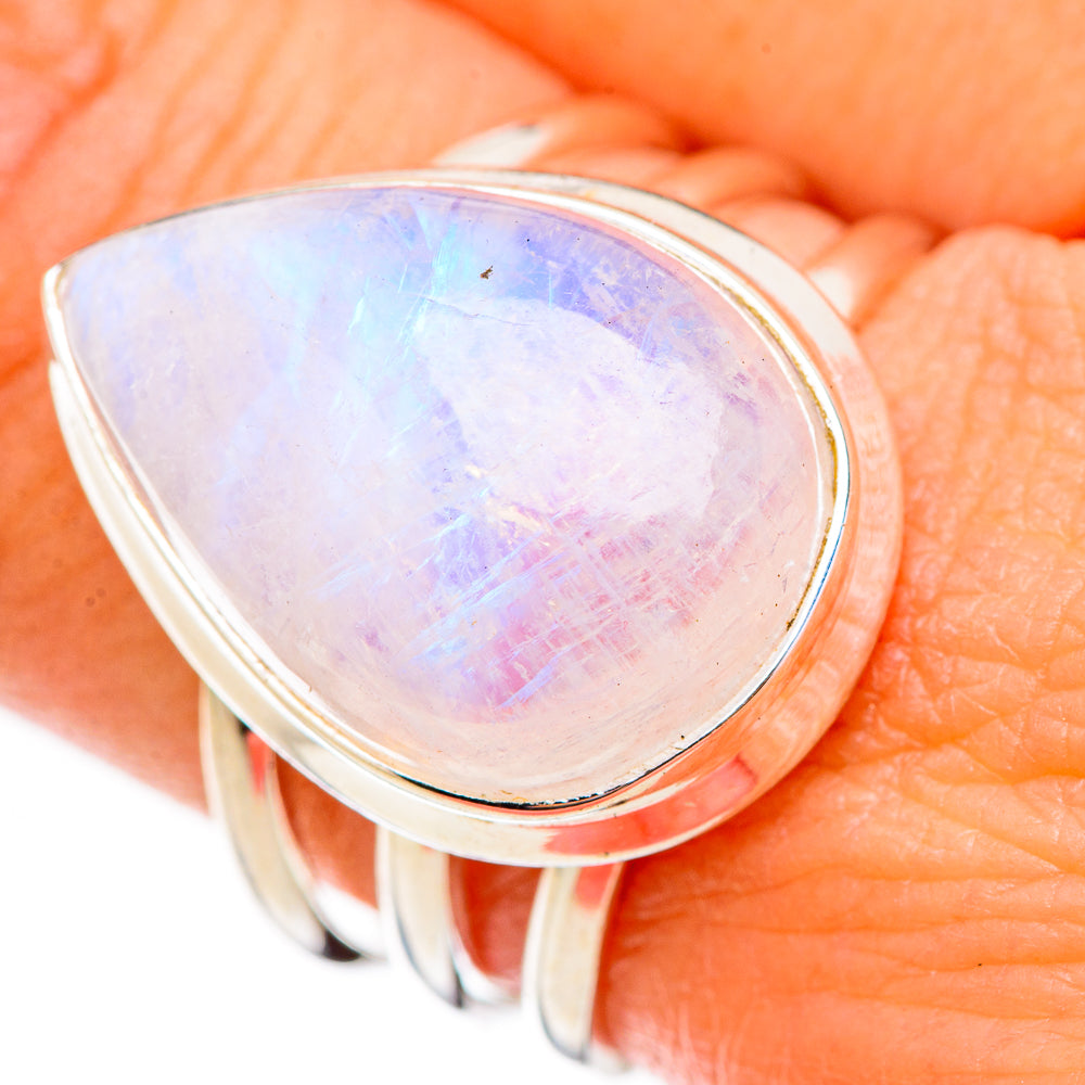Rainbow Moonstone Rings handcrafted by Anasilvercos - RING125955