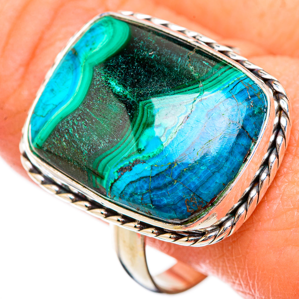 Malachite In Chrysocolla Rings handcrafted by Anasilvercos - RING125962