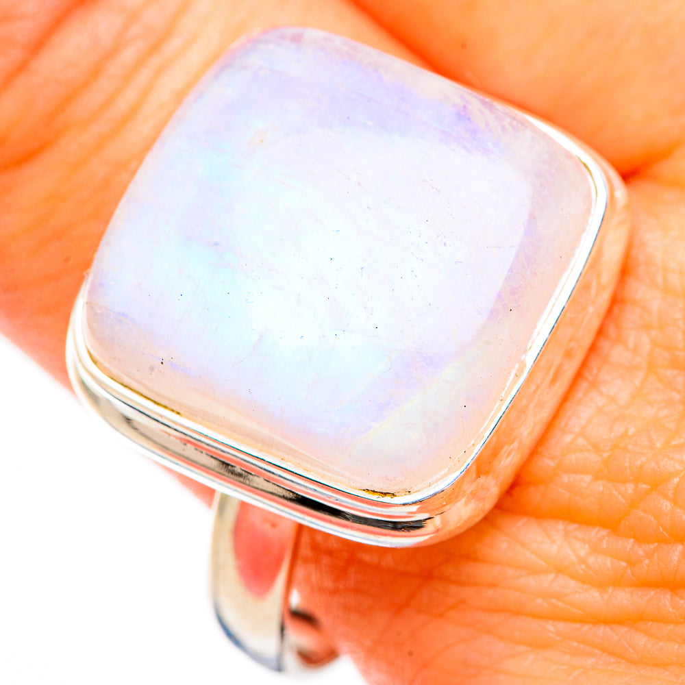 Rainbow Moonstone Rings handcrafted by Anasilvercos - RING125981