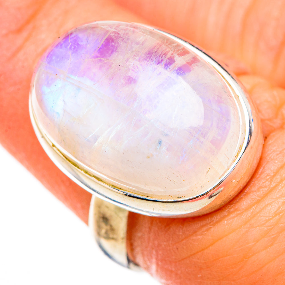 Rainbow Moonstone Rings handcrafted by Anasilvercos - RING125984