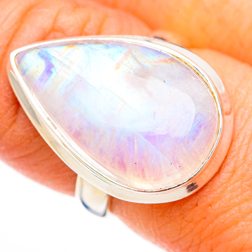 Rainbow Moonstone Rings handcrafted by Anasilvercos - RING126011