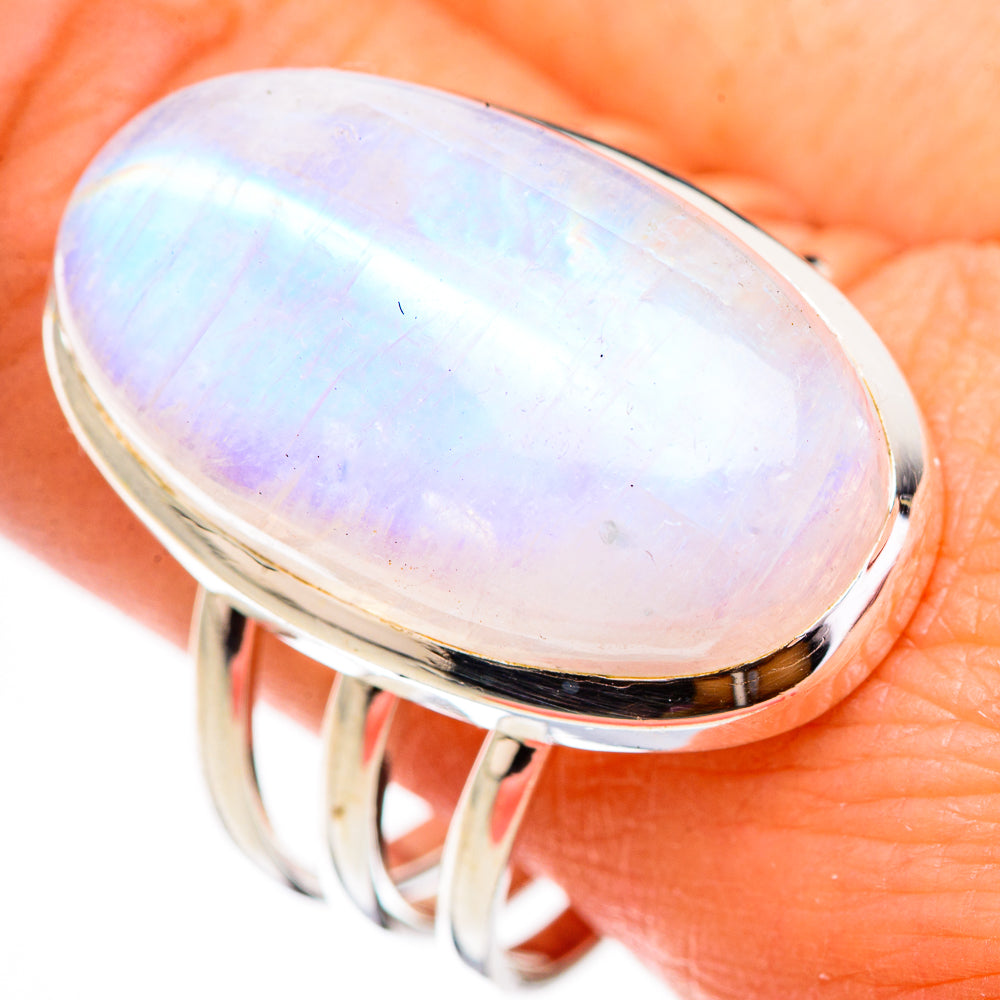 Rainbow Moonstone Rings handcrafted by Anasilvercos - RING126015