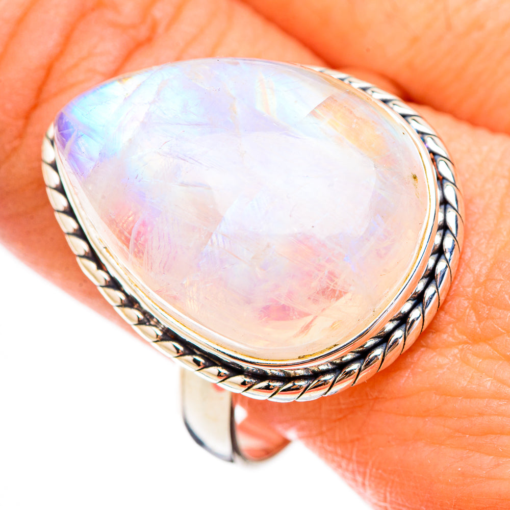 Rainbow Moonstone Rings handcrafted by Anasilvercos - RING126016