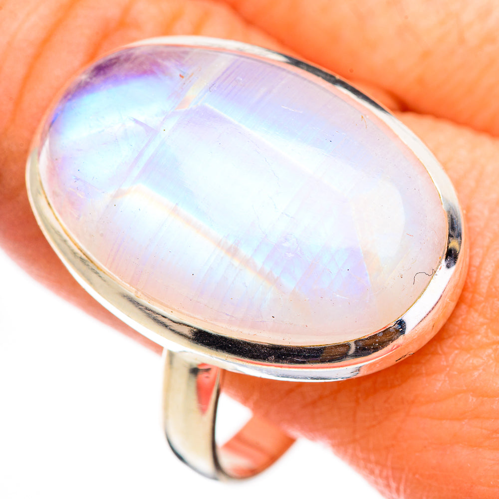 Rainbow Moonstone Rings handcrafted by Anasilvercos - RING126017