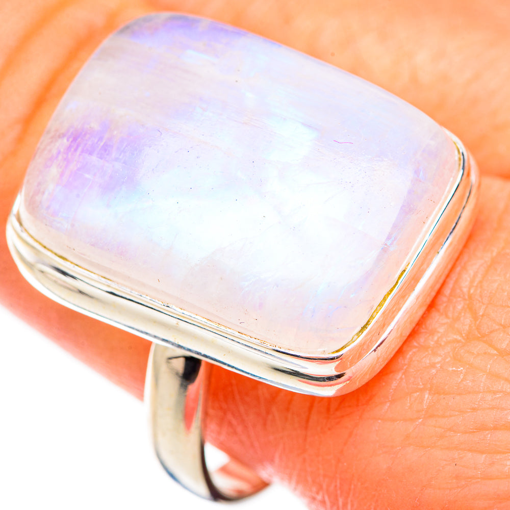 Rainbow Moonstone Rings handcrafted by Anasilvercos - RING126042